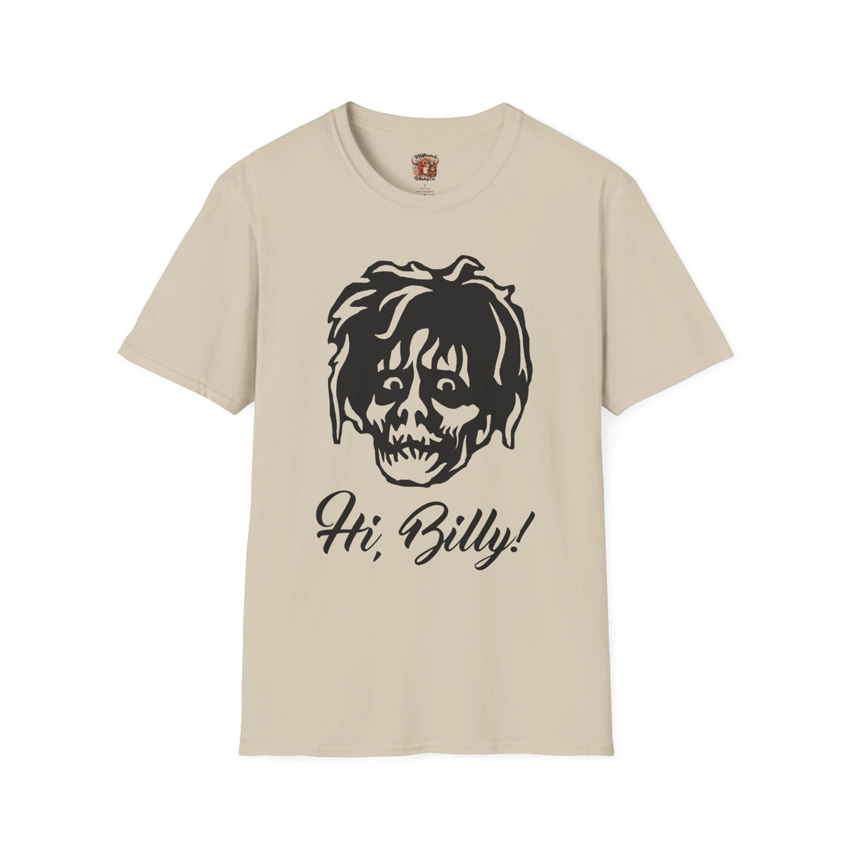 Hi, Billy! T‑Shirt — Retro Creepy Face Graphic Tee for Horror Fans