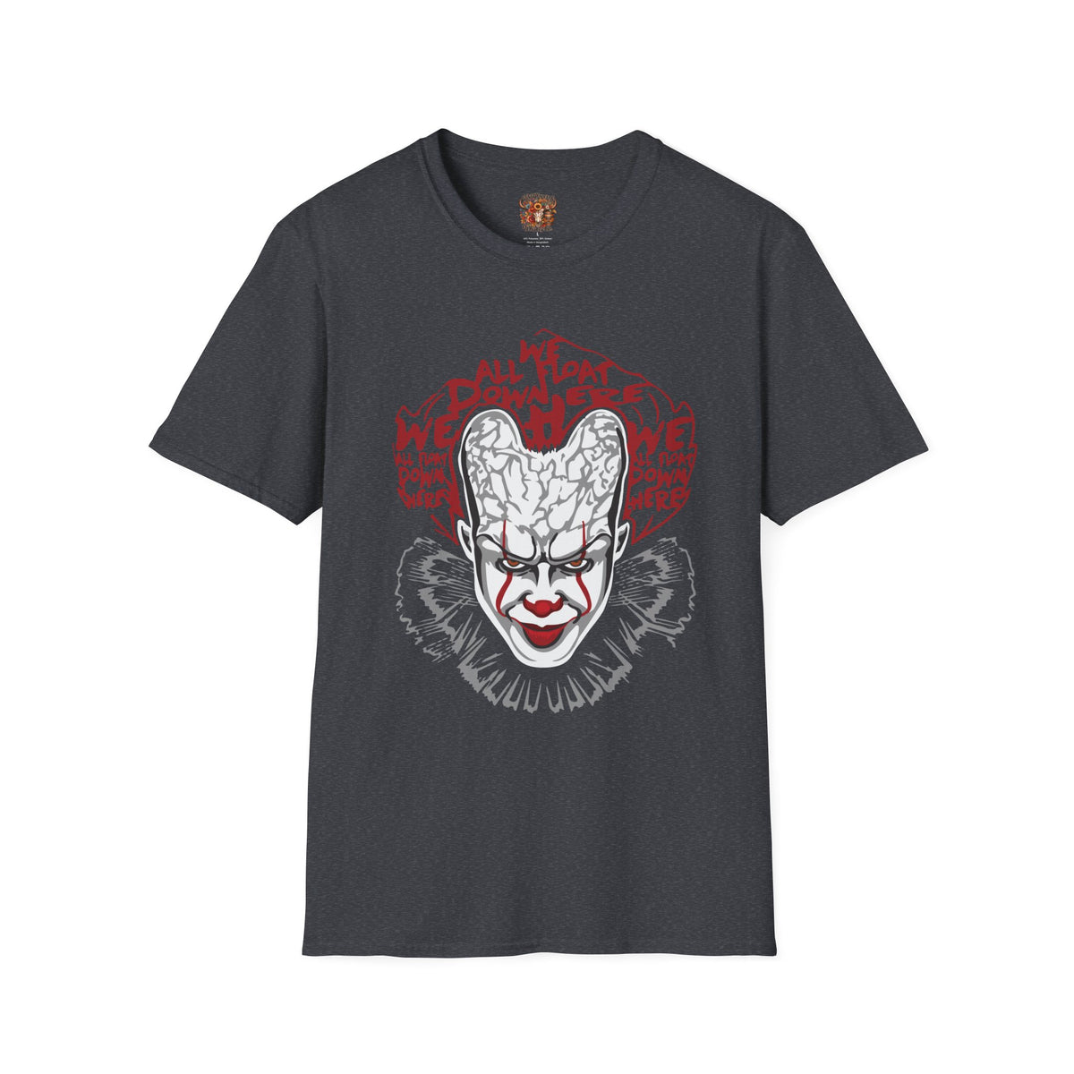Horror Clown Graphic T-Shirt — "We All Float Down Here" Scary Face Tee