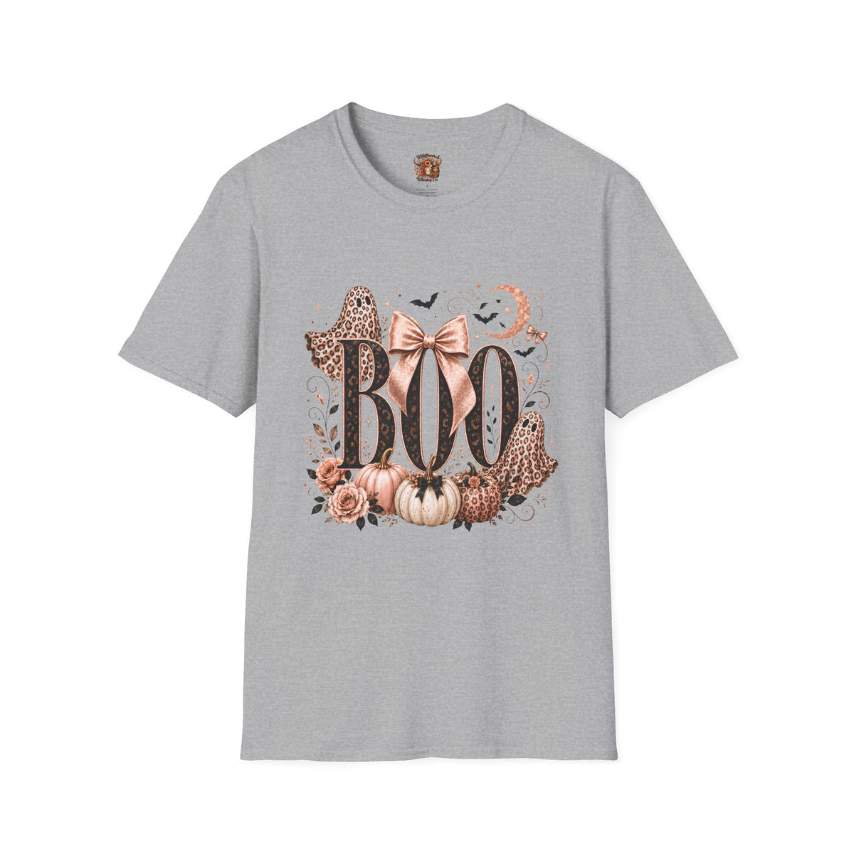 Boo Graphic T-Shirt — Pink Leopard Halloween Tee