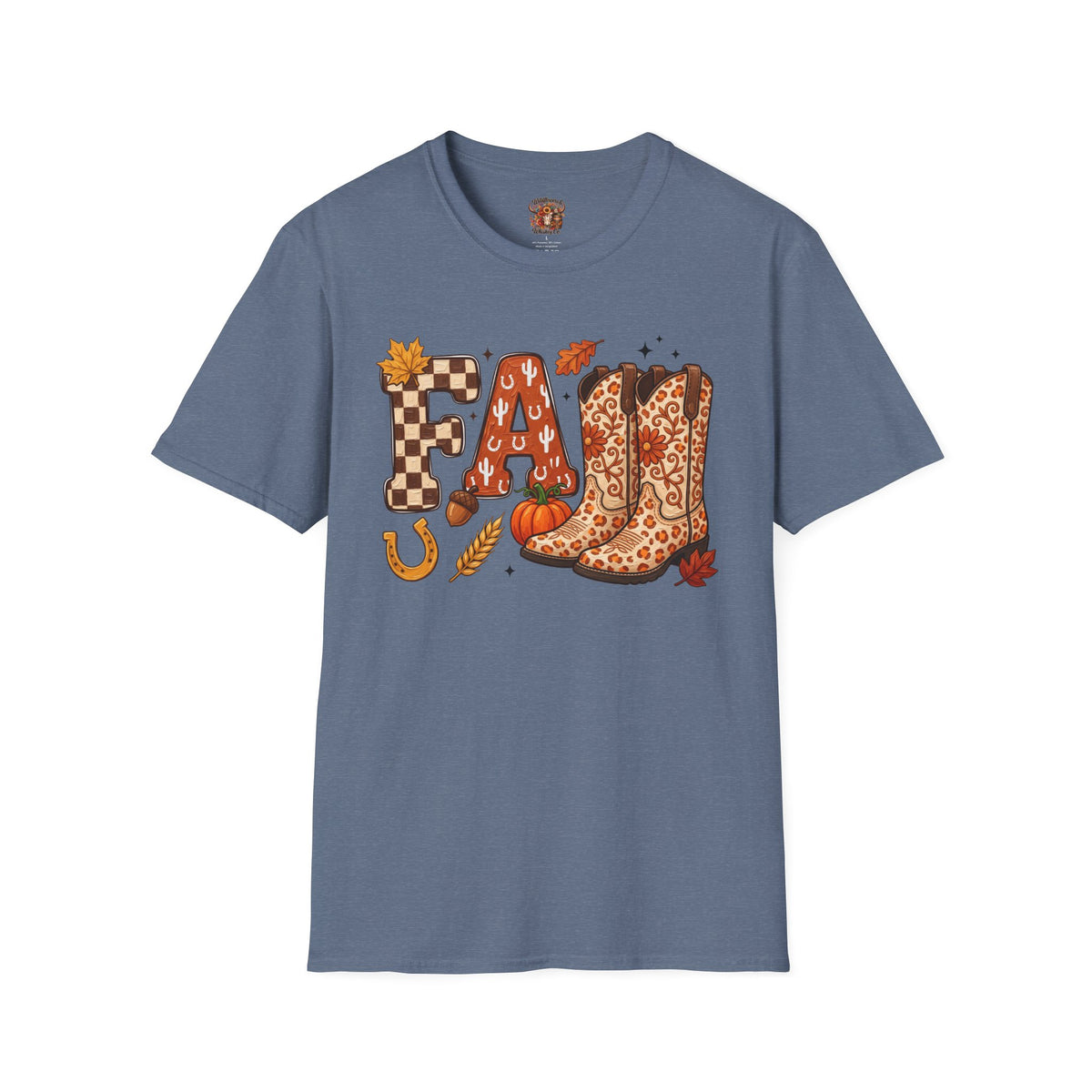 Fall Cowboy Boots T-Shirt — Autumn Farm & Pumpkin Graphic Tee