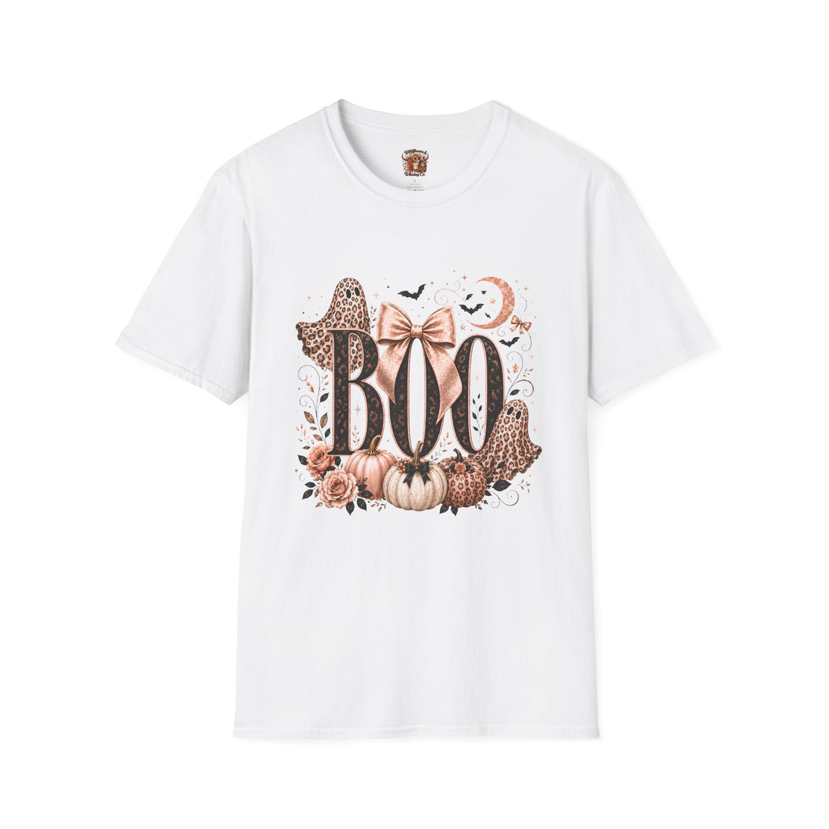 Boo Graphic T-Shirt — Pink Leopard Halloween Tee
