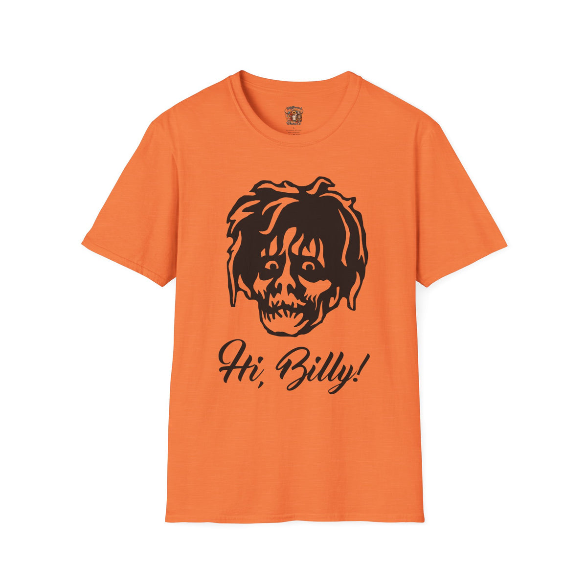 Hi, Billy! T‑Shirt — Retro Creepy Face Graphic Tee for Horror Fans