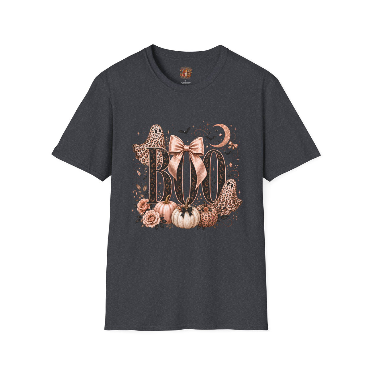 Boo Graphic T-Shirt — Pink Leopard Halloween Tee