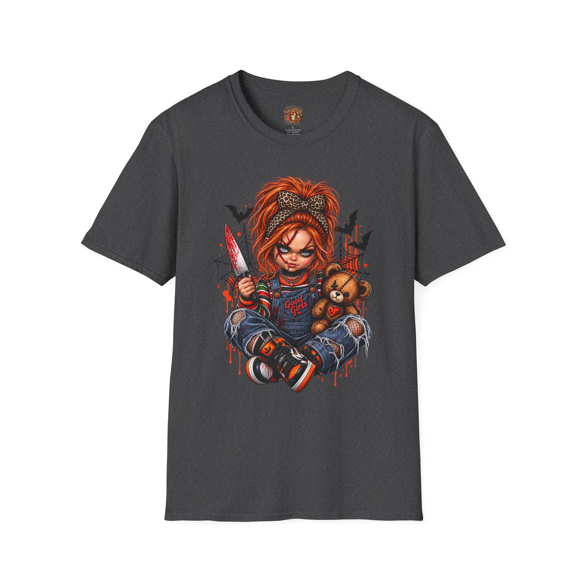 Good Girl Doll T-Shirt — Creepy Girl with Knife & Teddy Graphic Tee