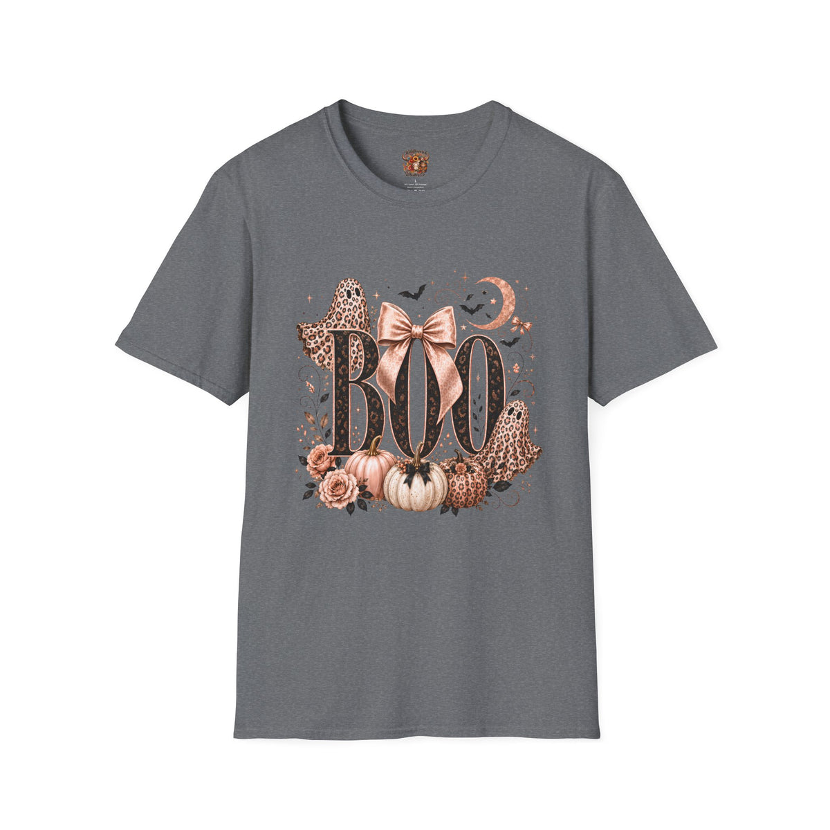 Boo Graphic T-Shirt — Pink Leopard Halloween Tee