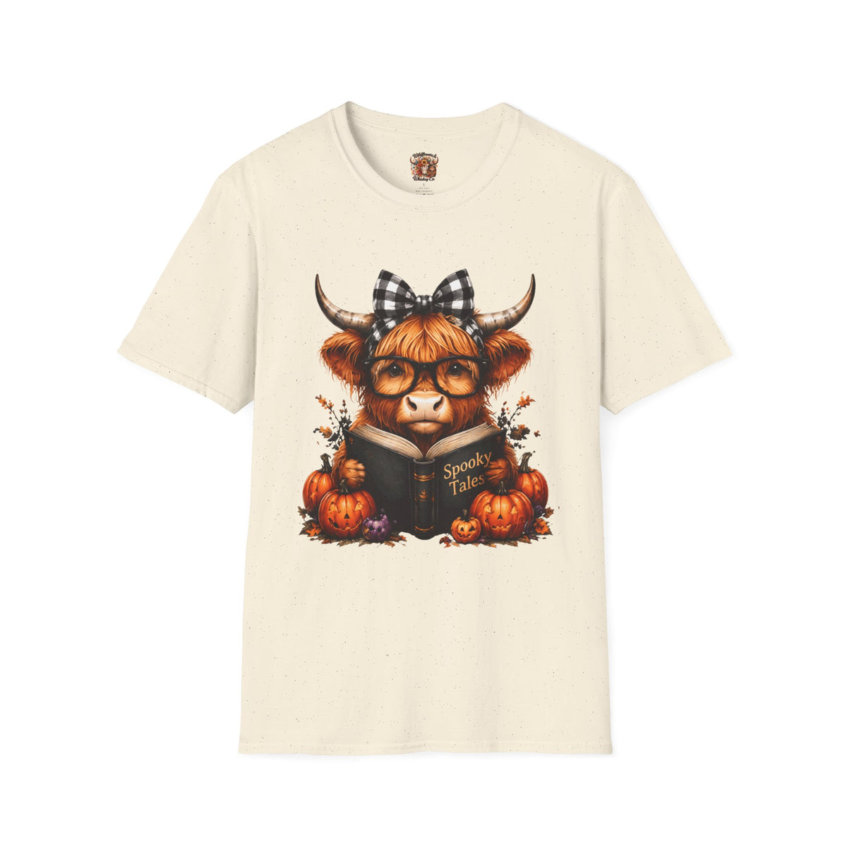 Highland Cow T-Shirt — Cute Plaid Bow Autumn Graphic Tee (Pumpkin Spice)