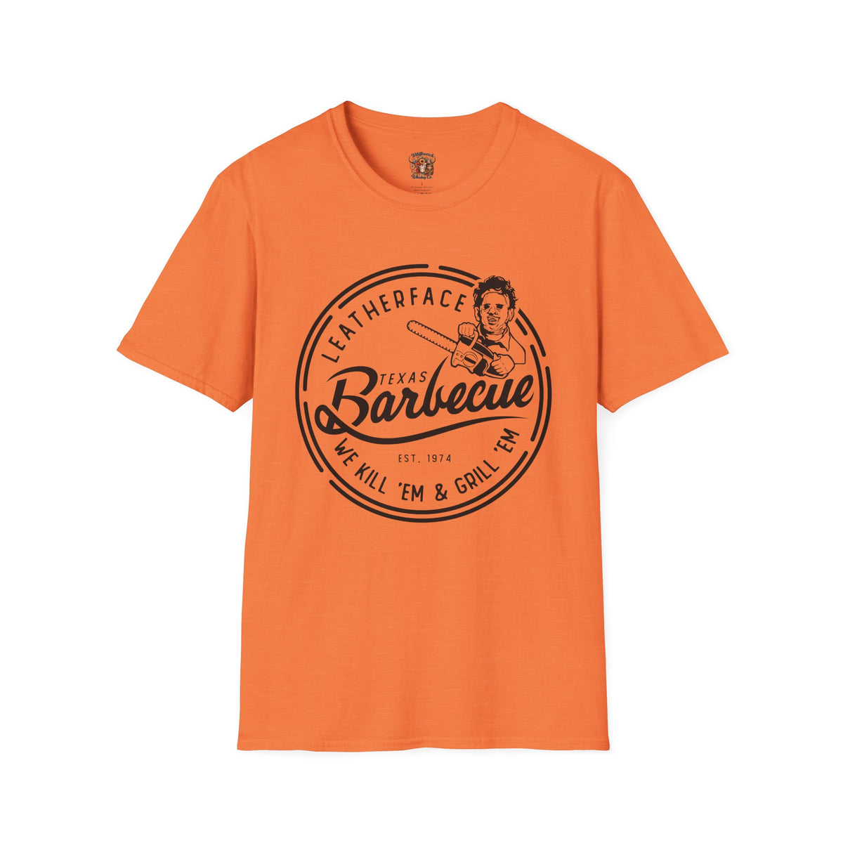 Barbecue T-Shirt — 'Leatherface Texas Barbecue' Retro BBQ Logo Tee