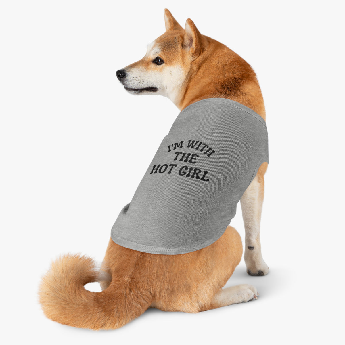 Pet Tank Top - "I’m With The Hot Girl" Cute Gray Dog Tank