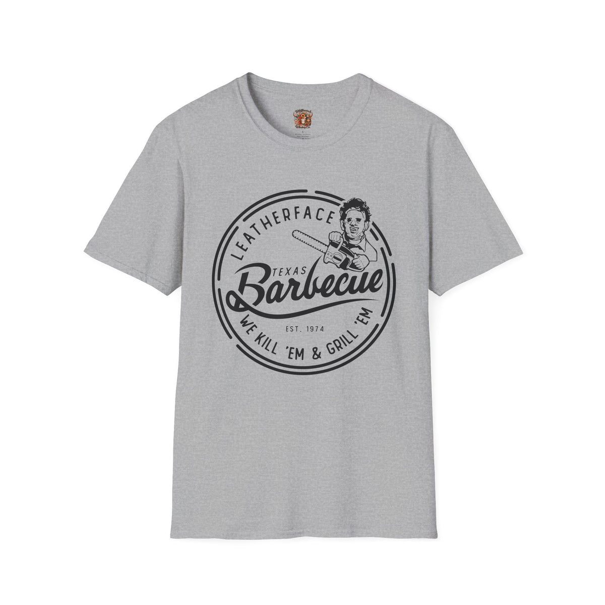 Barbecue T-Shirt — 'Leatherface Texas Barbecue' Retro BBQ Logo Tee