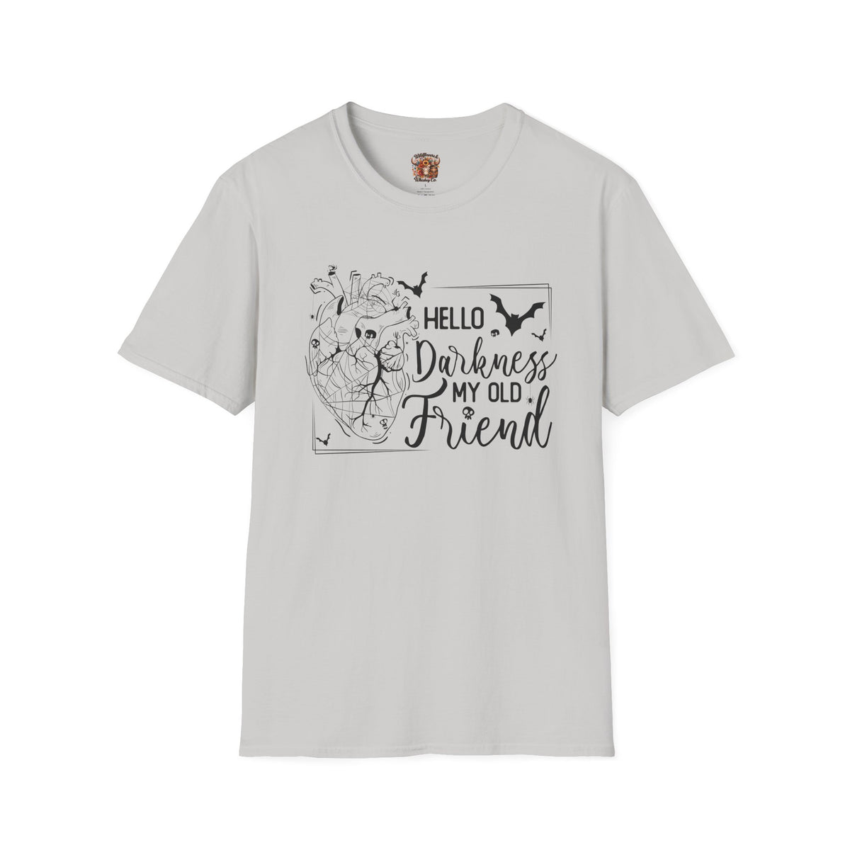 Hello Darkness My Old Friend T-Shirt — Gothic Heart & Bats Tee for Halloween