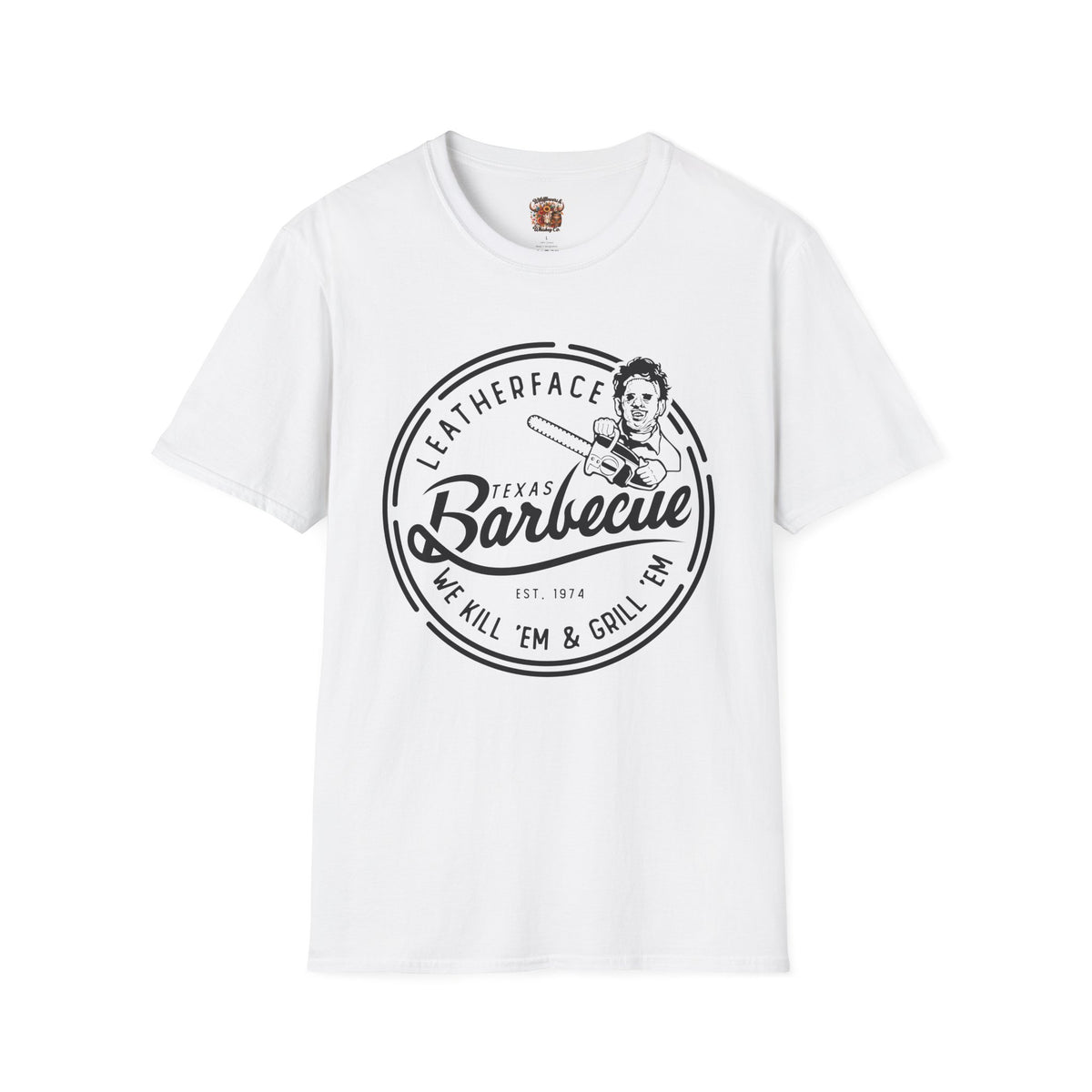 Barbecue T-Shirt — 'Leatherface Texas Barbecue' Retro BBQ Logo Tee