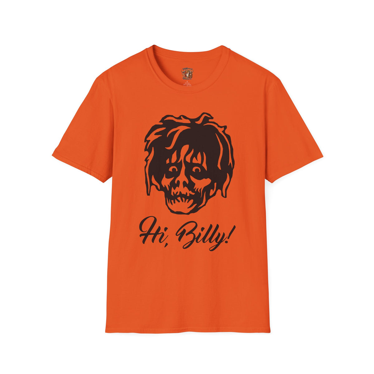 Hi, Billy! T‑Shirt — Retro Creepy Face Graphic Tee for Horror Fans