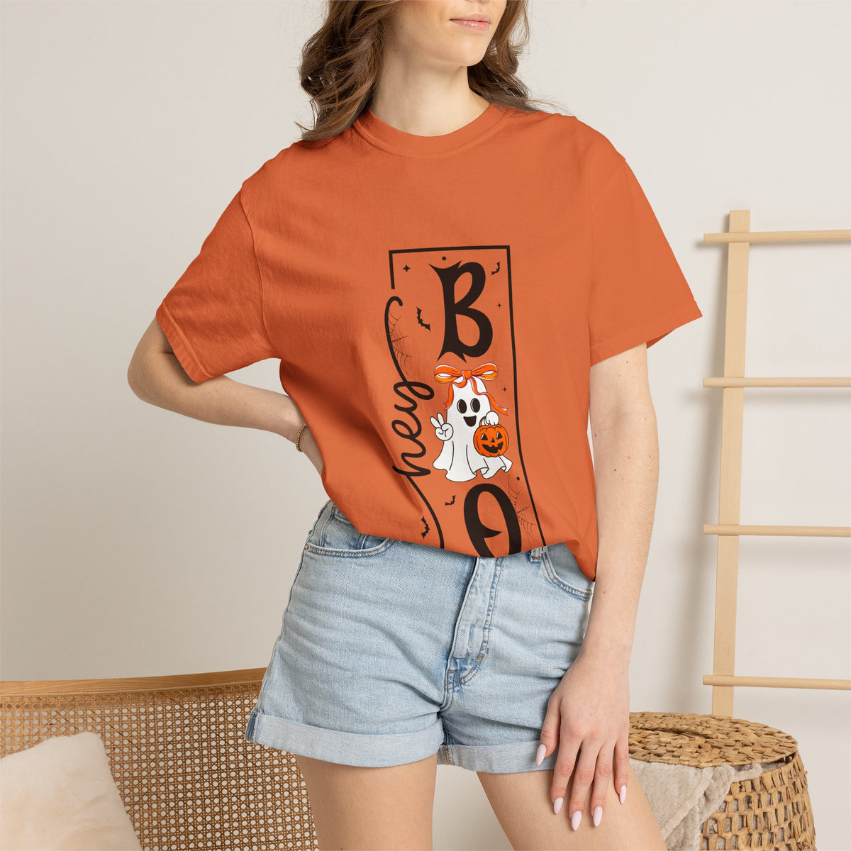 Hey Boo Halloween T-Shirt — Cute Ghost & Pumpkin Spooky Tee