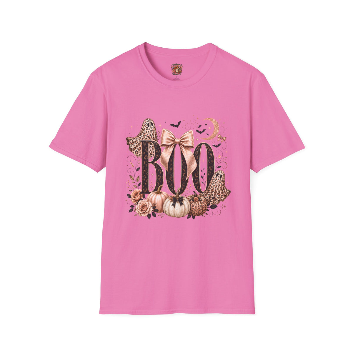 Boo Graphic T-Shirt — Pink Leopard Halloween Tee