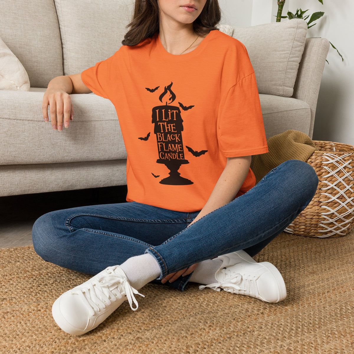 Candle Graphic T-Shirt — “I Lit The Black Flame Candle” Halloween Tee