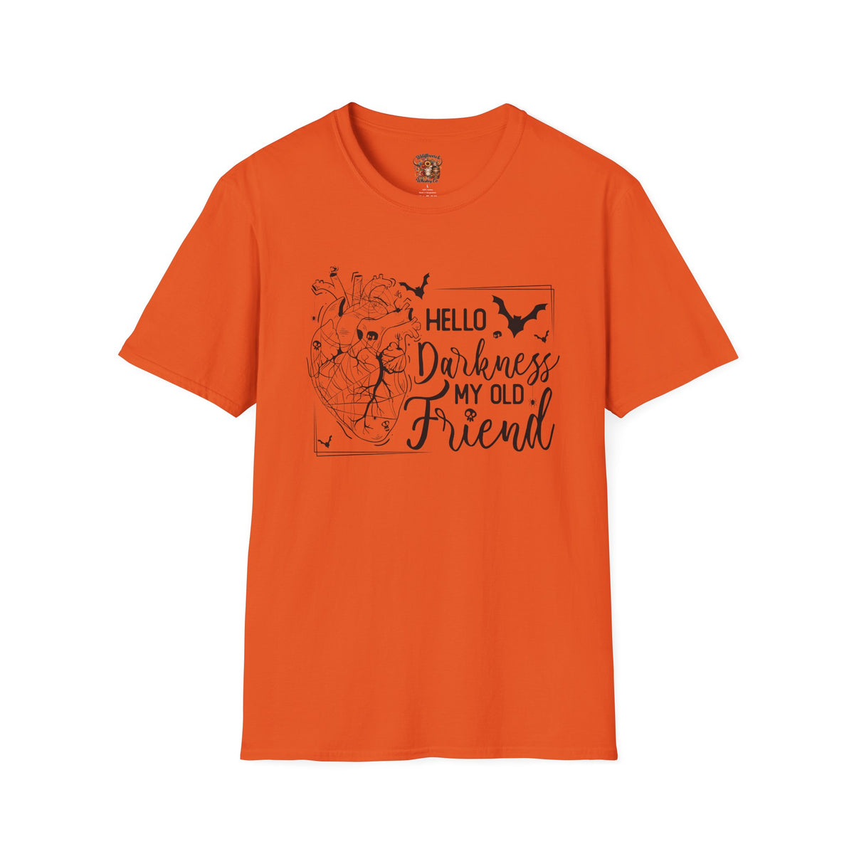 Hello Darkness My Old Friend T-Shirt — Gothic Heart & Bats Tee for Halloween