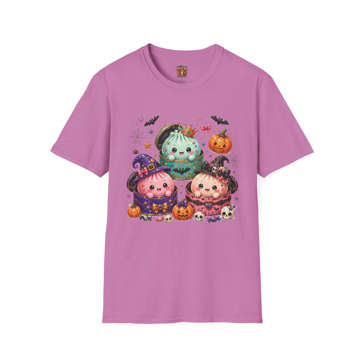 Cute Halloween Pumpkin Dumpling T-Shirt — Kawaii Witch & Crowned Pumpkin Design