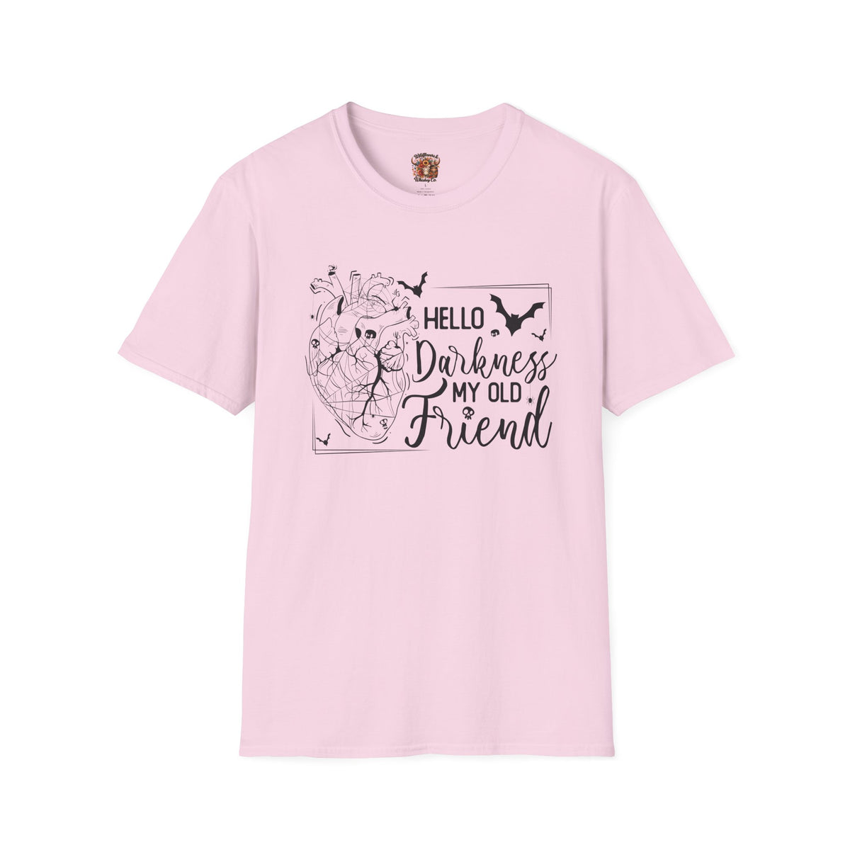 Hello Darkness My Old Friend T-Shirt — Gothic Heart & Bats Tee for Halloween