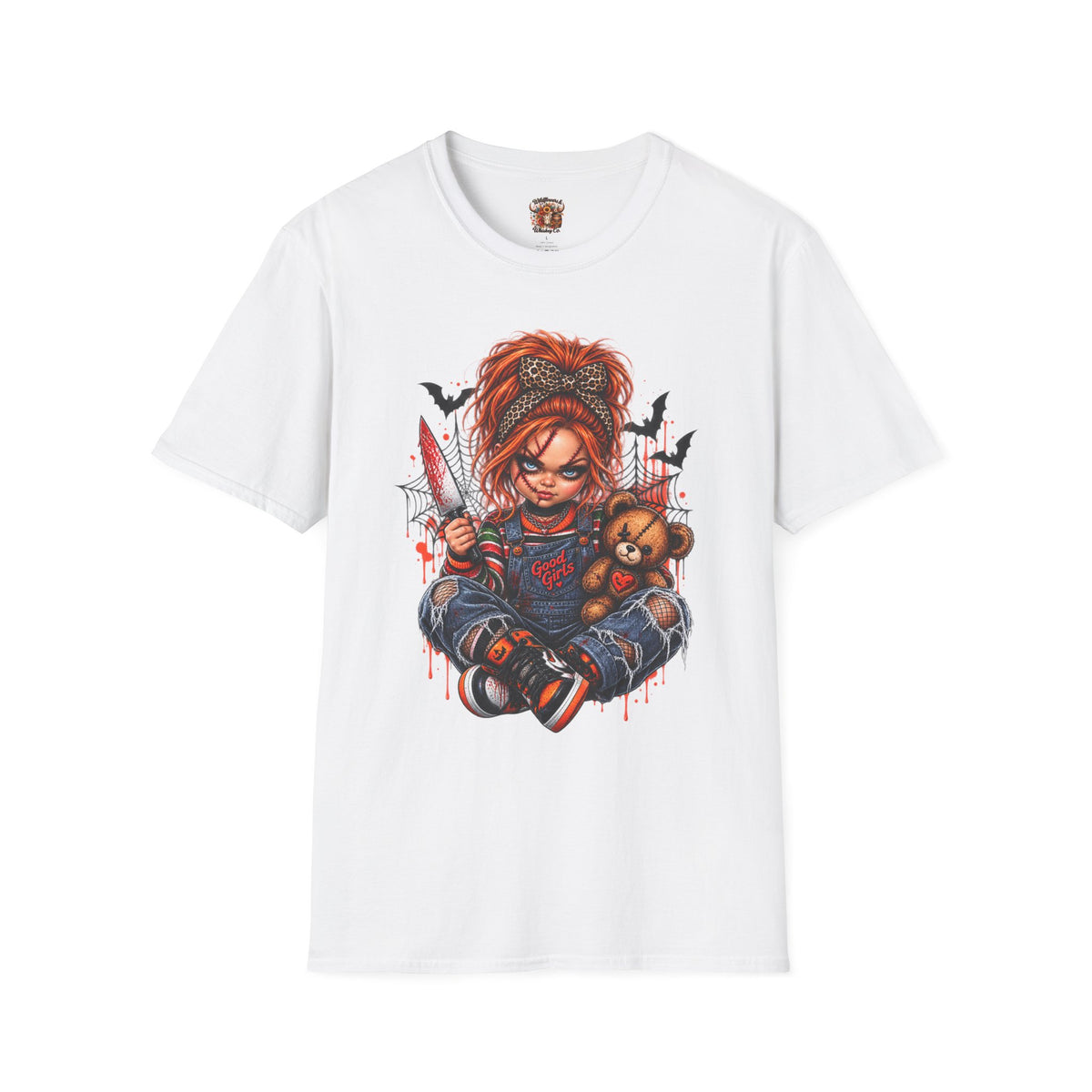 Good Girl Doll T-Shirt — Creepy Girl with Knife & Teddy Graphic Tee