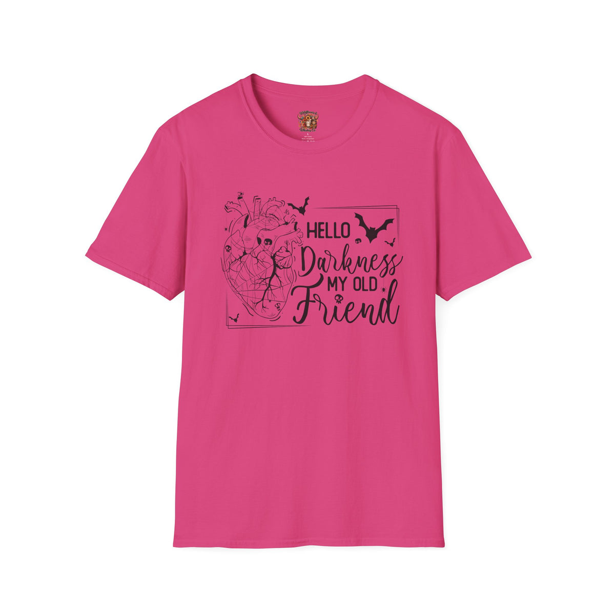 Hello Darkness My Old Friend T-Shirt — Gothic Heart & Bats Tee for Halloween