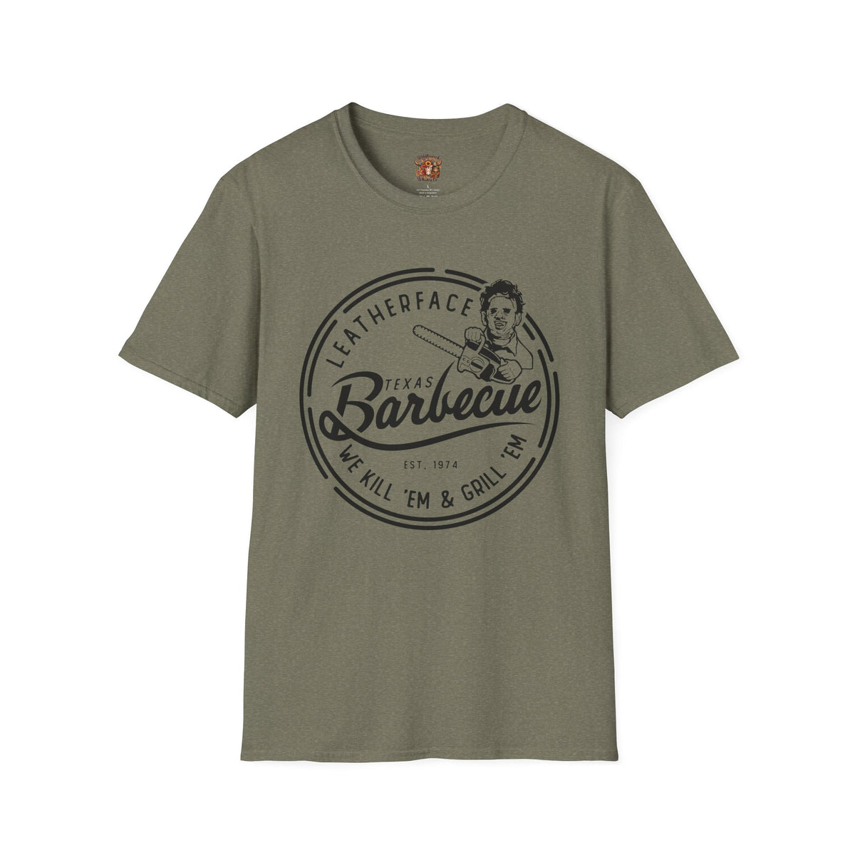 Barbecue T-Shirt — 'Leatherface Texas Barbecue' Retro BBQ Logo Tee