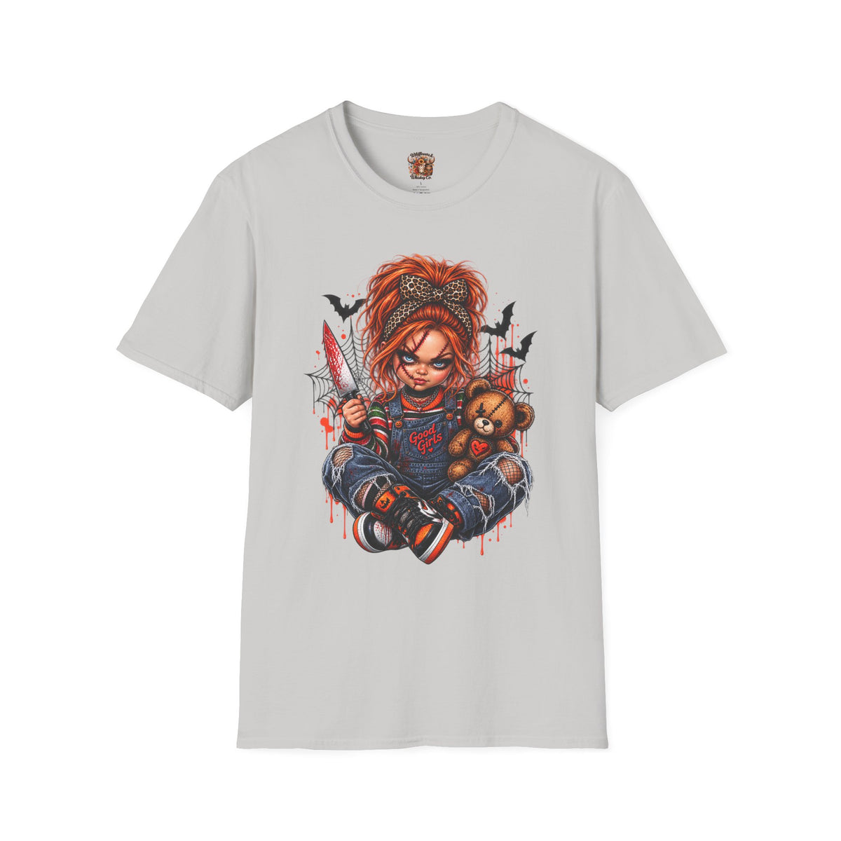 Good Girl Doll T-Shirt — Creepy Girl with Knife & Teddy Graphic Tee
