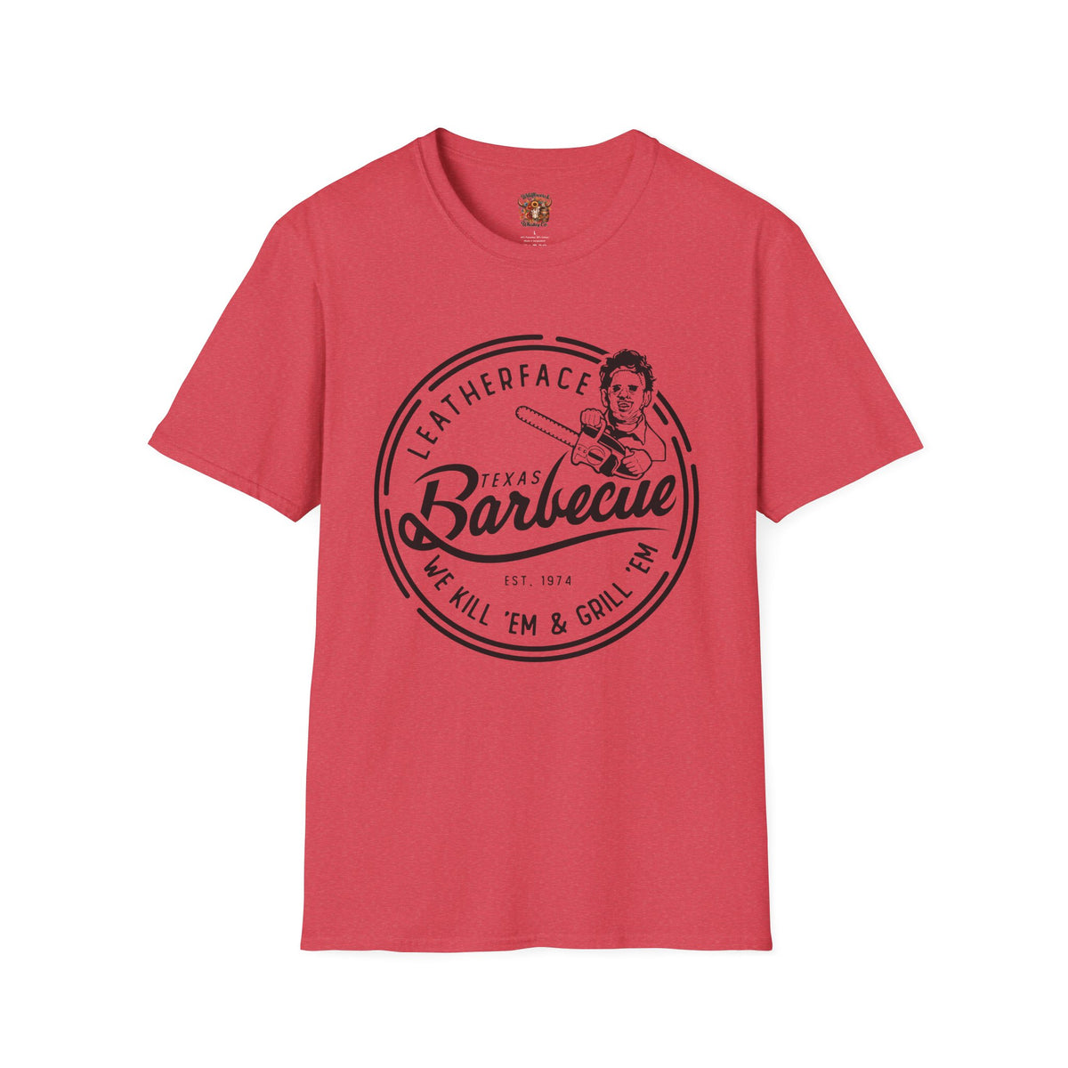 Barbecue T-Shirt — 'Leatherface Texas Barbecue' Retro BBQ Logo Tee