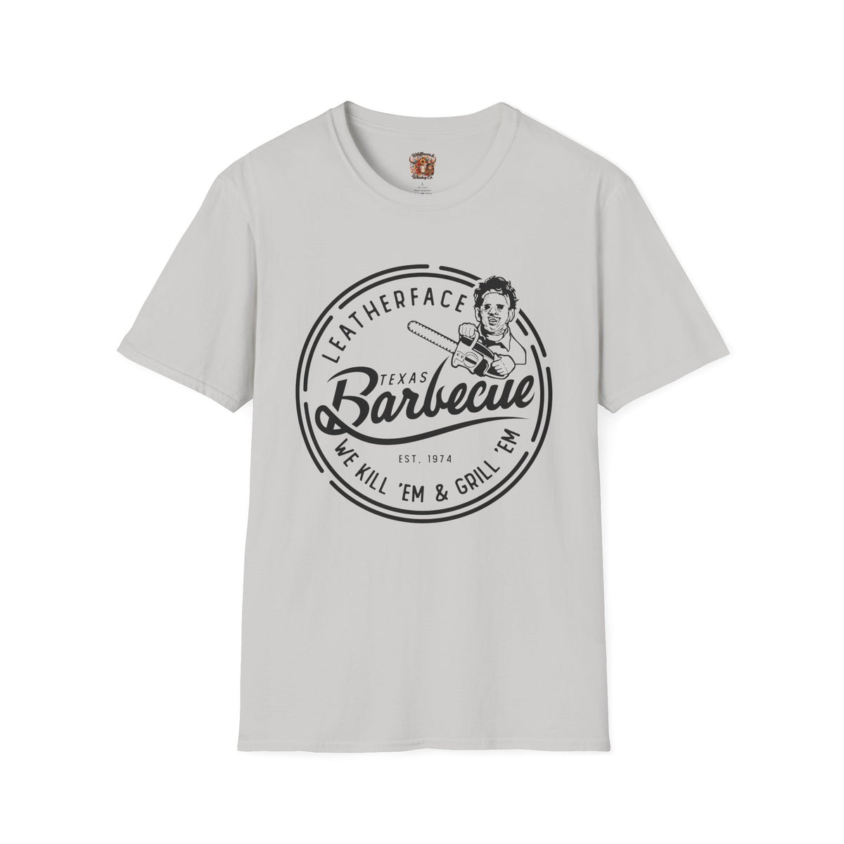 Barbecue T-Shirt — 'Leatherface Texas Barbecue' Retro BBQ Logo Tee