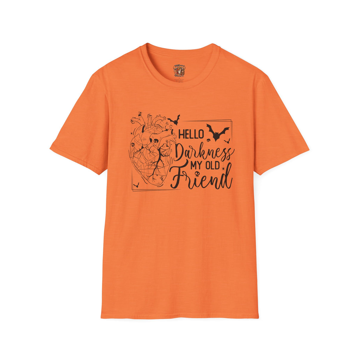 Hello Darkness My Old Friend T-Shirt — Gothic Heart & Bats Tee for Halloween