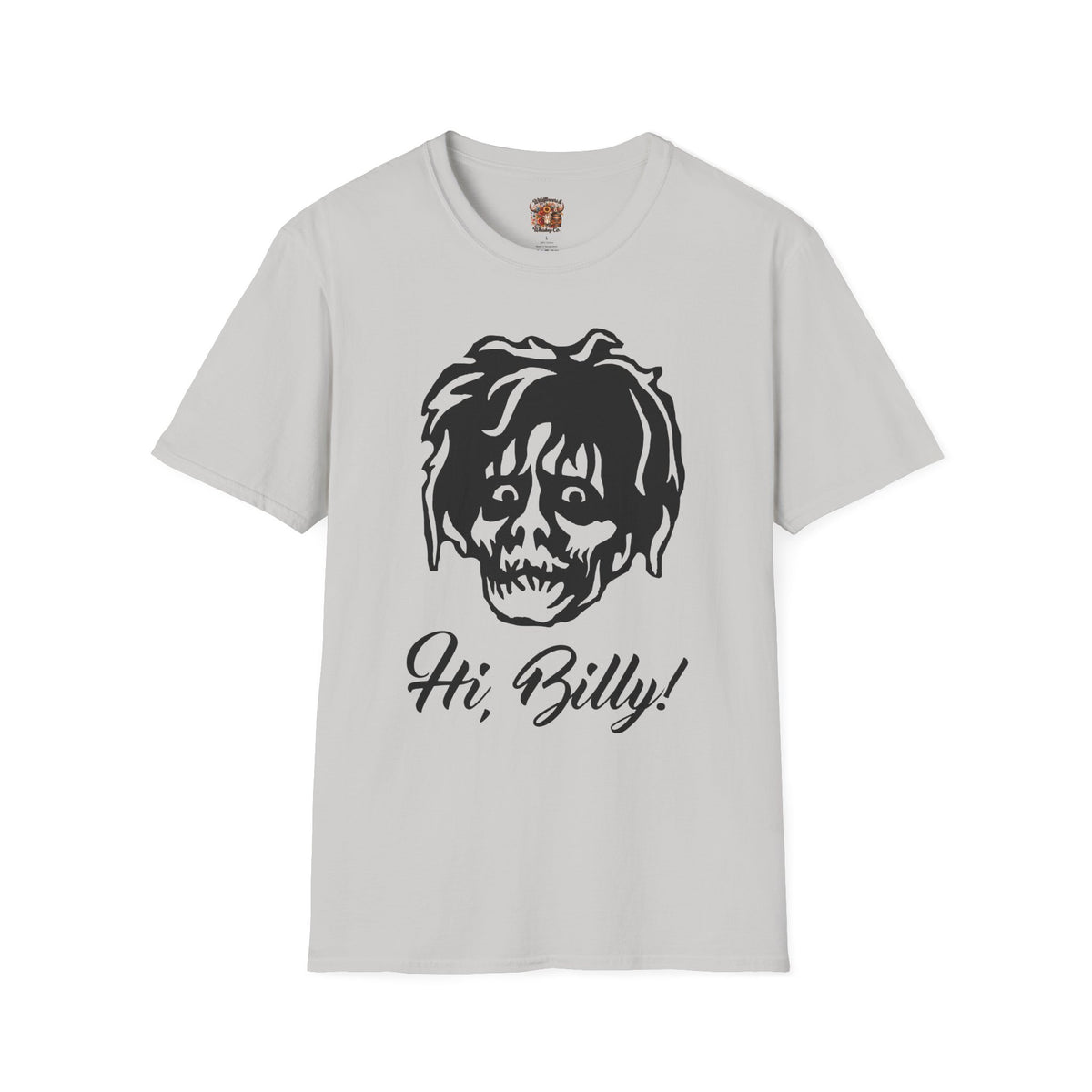 Hi, Billy! T‑Shirt — Retro Creepy Face Graphic Tee for Horror Fans