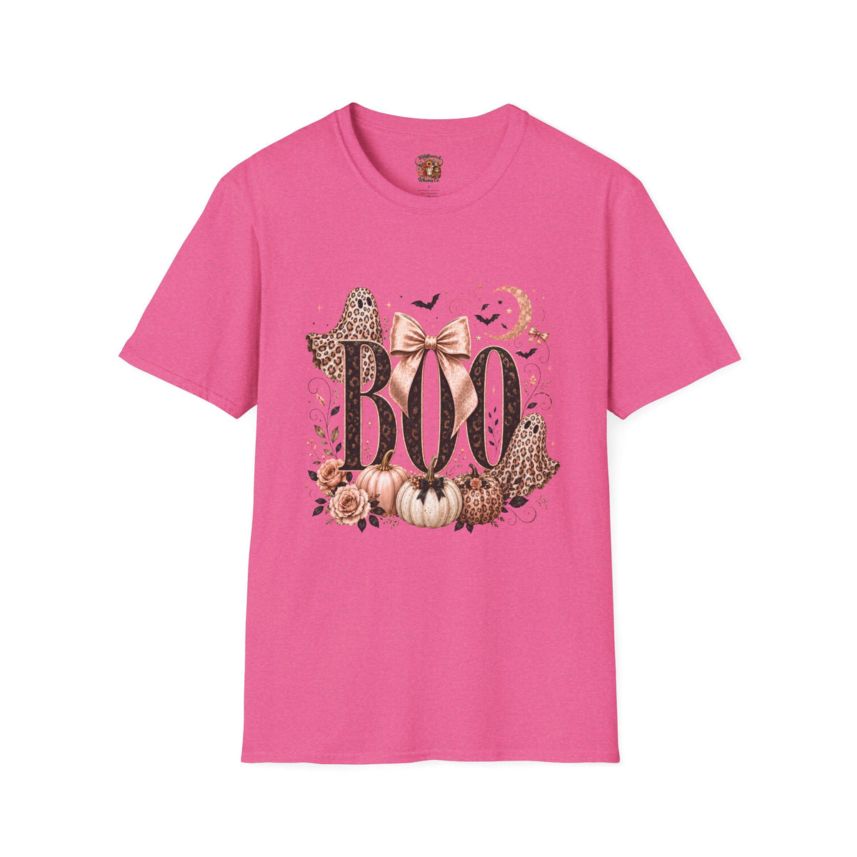 Boo Graphic T-Shirt — Pink Leopard Halloween Tee