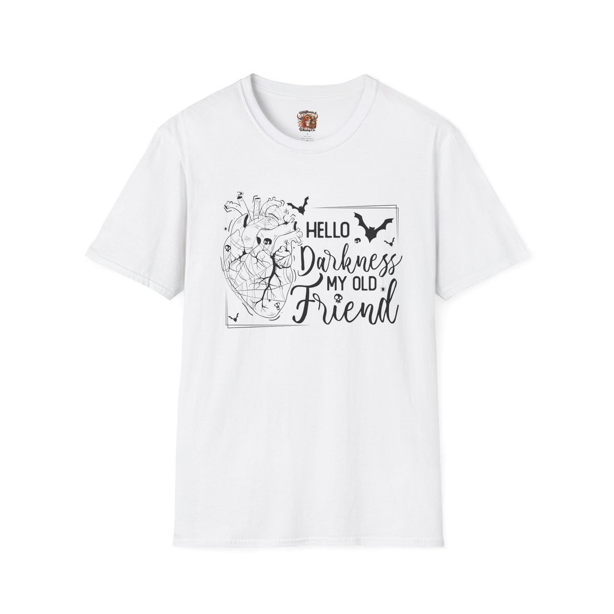 Hello Darkness My Old Friend T-Shirt — Gothic Heart & Bats Tee for Halloween