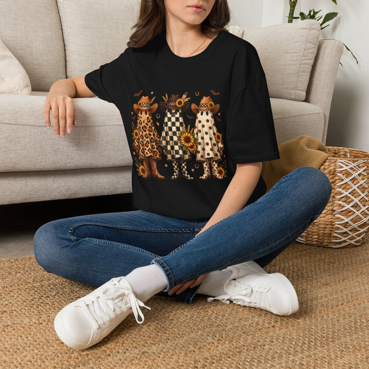 Cowgirl Ghosts T-Shirt — Fall Sunflower Western Graphic Tee