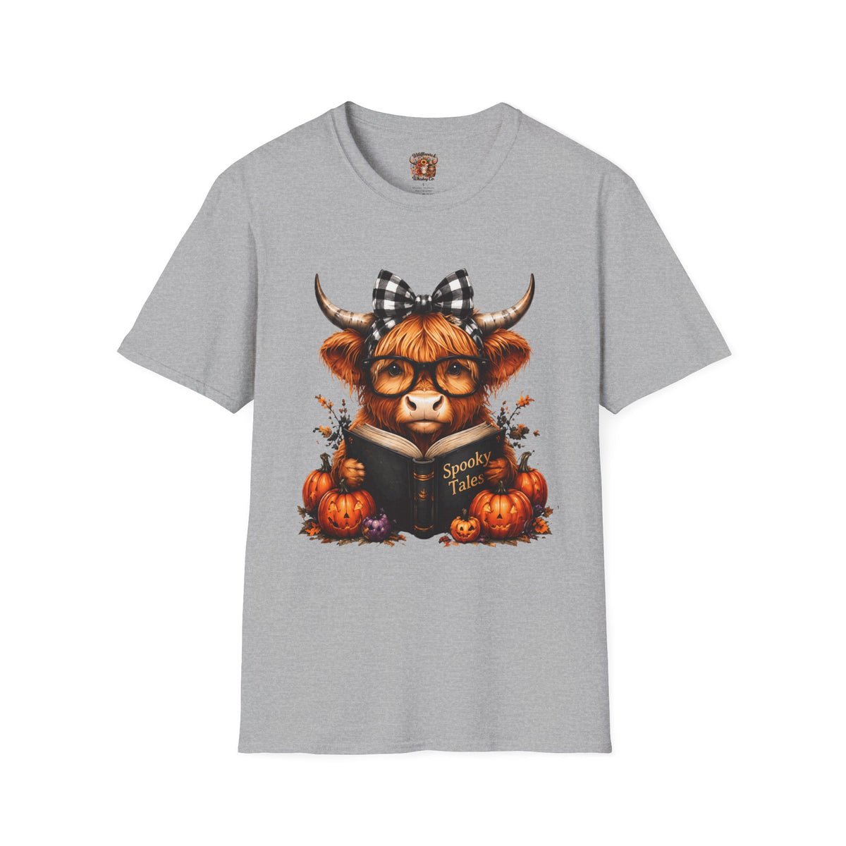 Highland Cow T-Shirt — Cute Plaid Bow Autumn Graphic Tee (Pumpkin Spice)