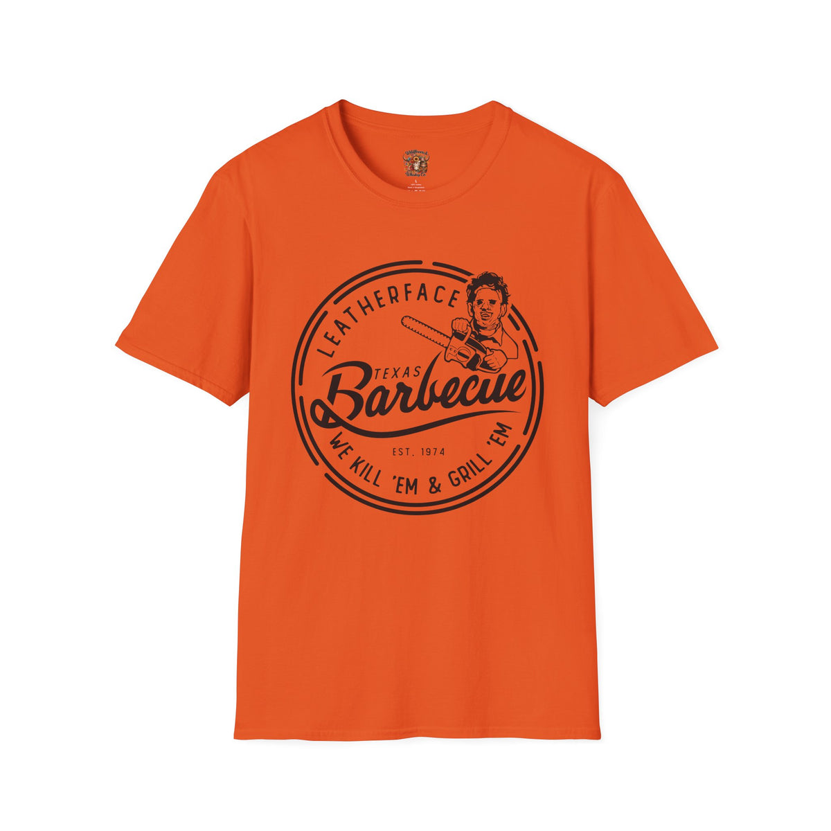 Barbecue T-Shirt — 'Leatherface Texas Barbecue' Retro BBQ Logo Tee