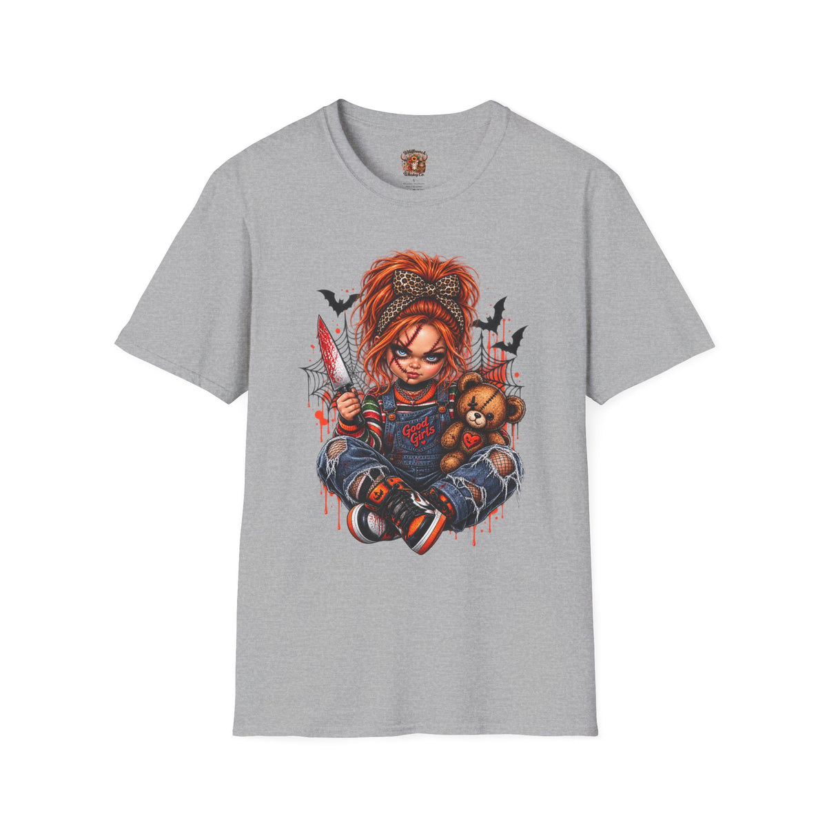Good Girl Doll T-Shirt — Creepy Girl with Knife & Teddy Graphic Tee