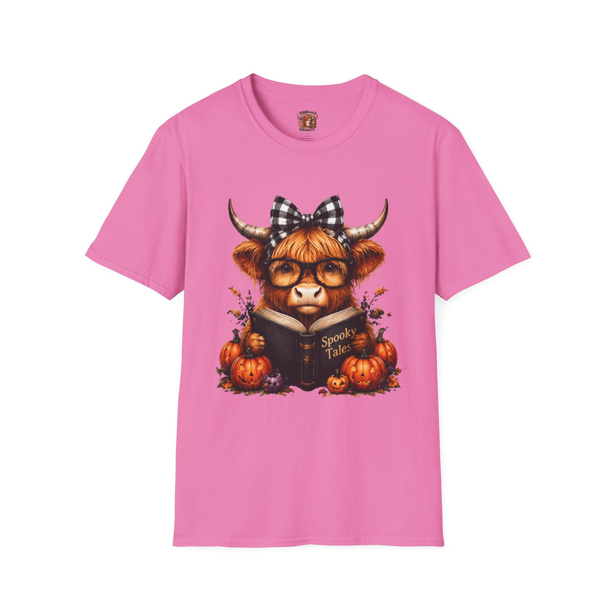 Highland Cow T-Shirt — Cute Plaid Bow Autumn Graphic Tee (Pumpkin Spice)