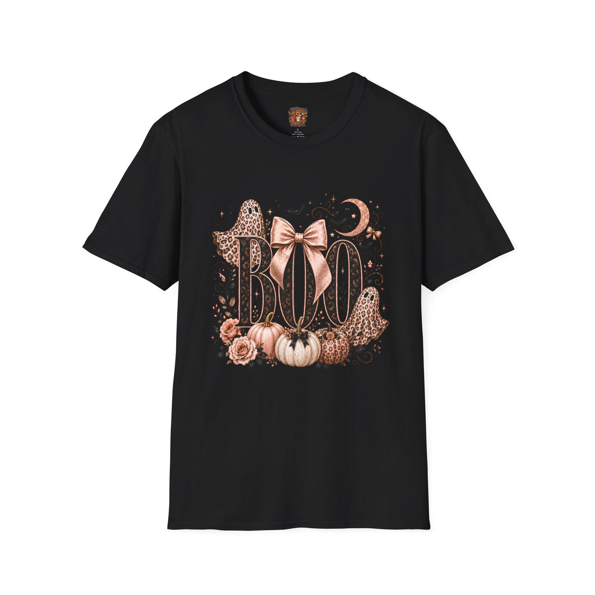 Boo Graphic T-Shirt — Pink Leopard Halloween Tee
