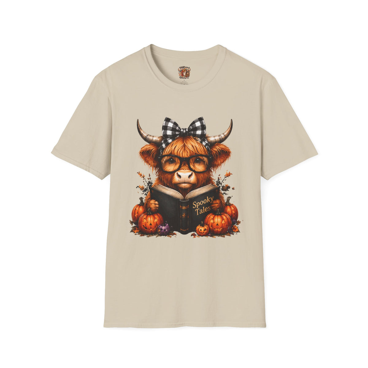 Highland Cow T-Shirt — Cute Plaid Bow Autumn Graphic Tee (Pumpkin Spice)