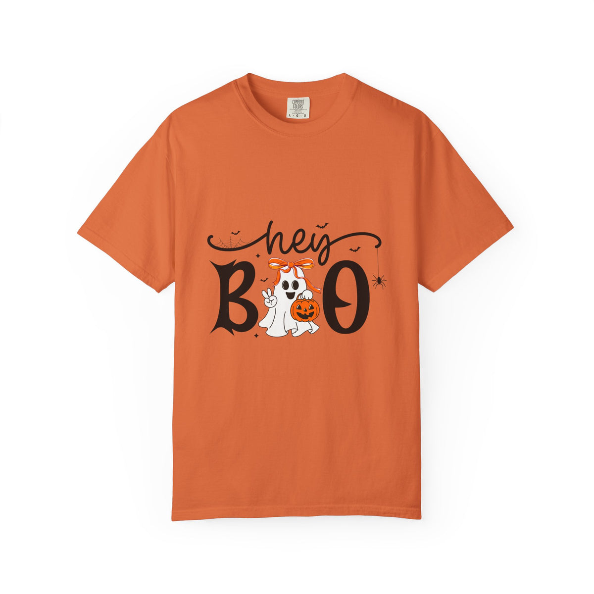 Hey Boo T-Shirt — Cute Ghost & Pumpkin Graphic Tee