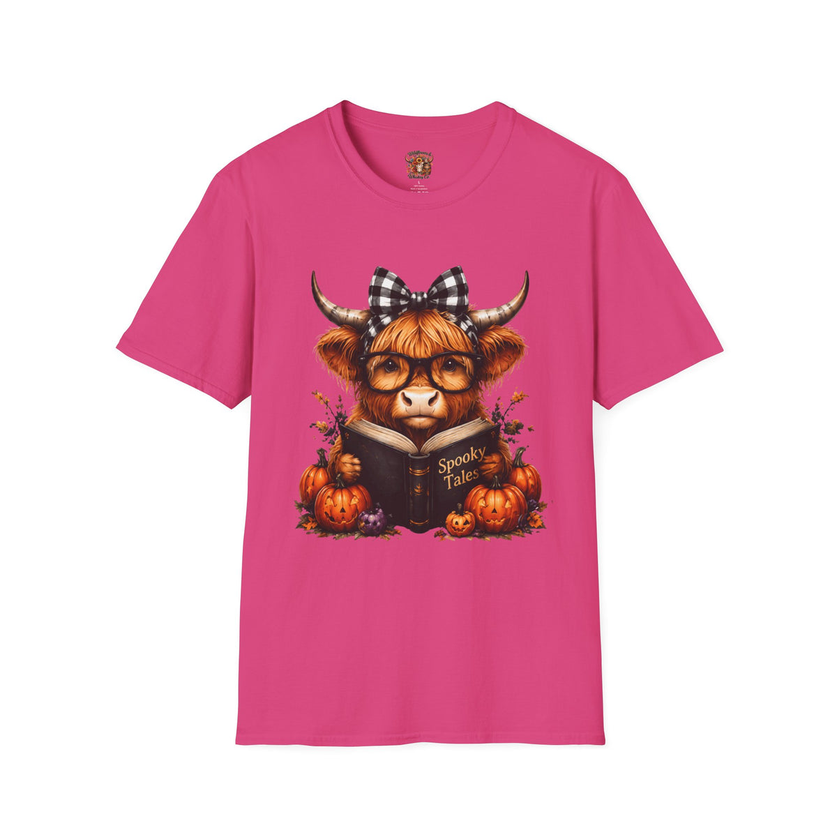 Highland Cow T-Shirt — Cute Plaid Bow Autumn Graphic Tee (Pumpkin Spice)