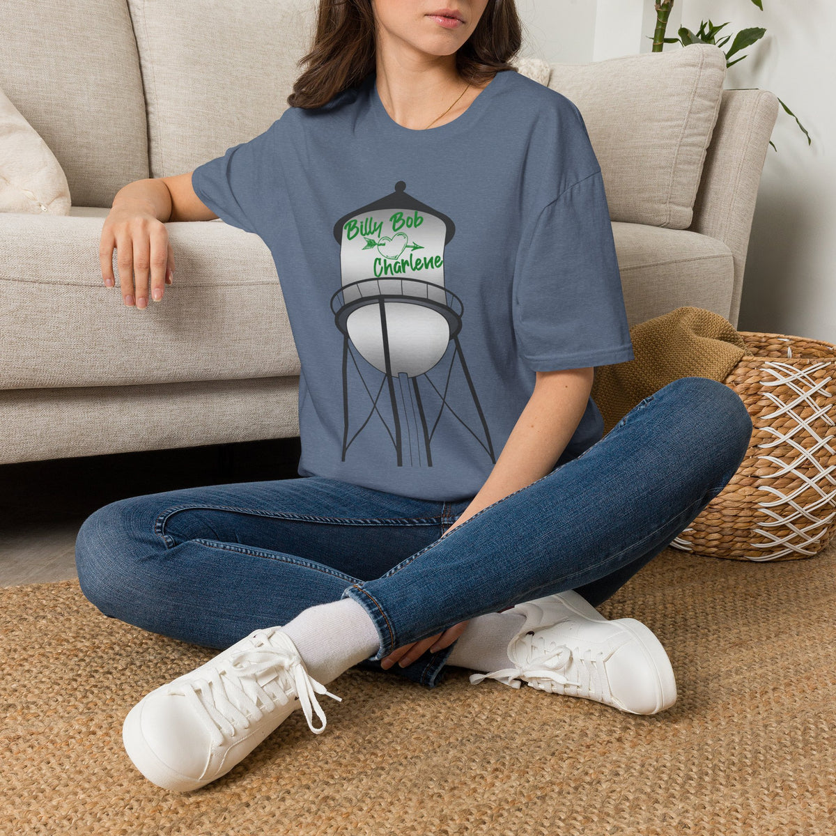 Personalized Water Tower T-Shirt — 'Billy Bob & Charlene' Custom Name Tee